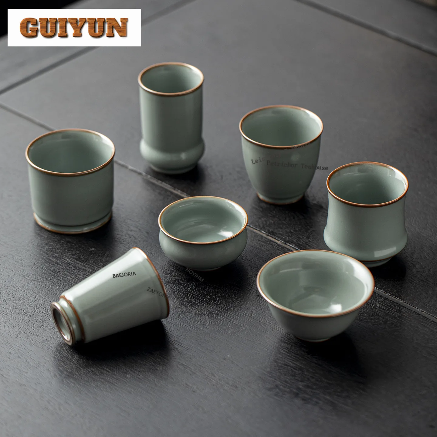 

azure Ru Kiln Tea Cup Set, Household Ceramic Cup, Chinese Kung Fu Single Host
