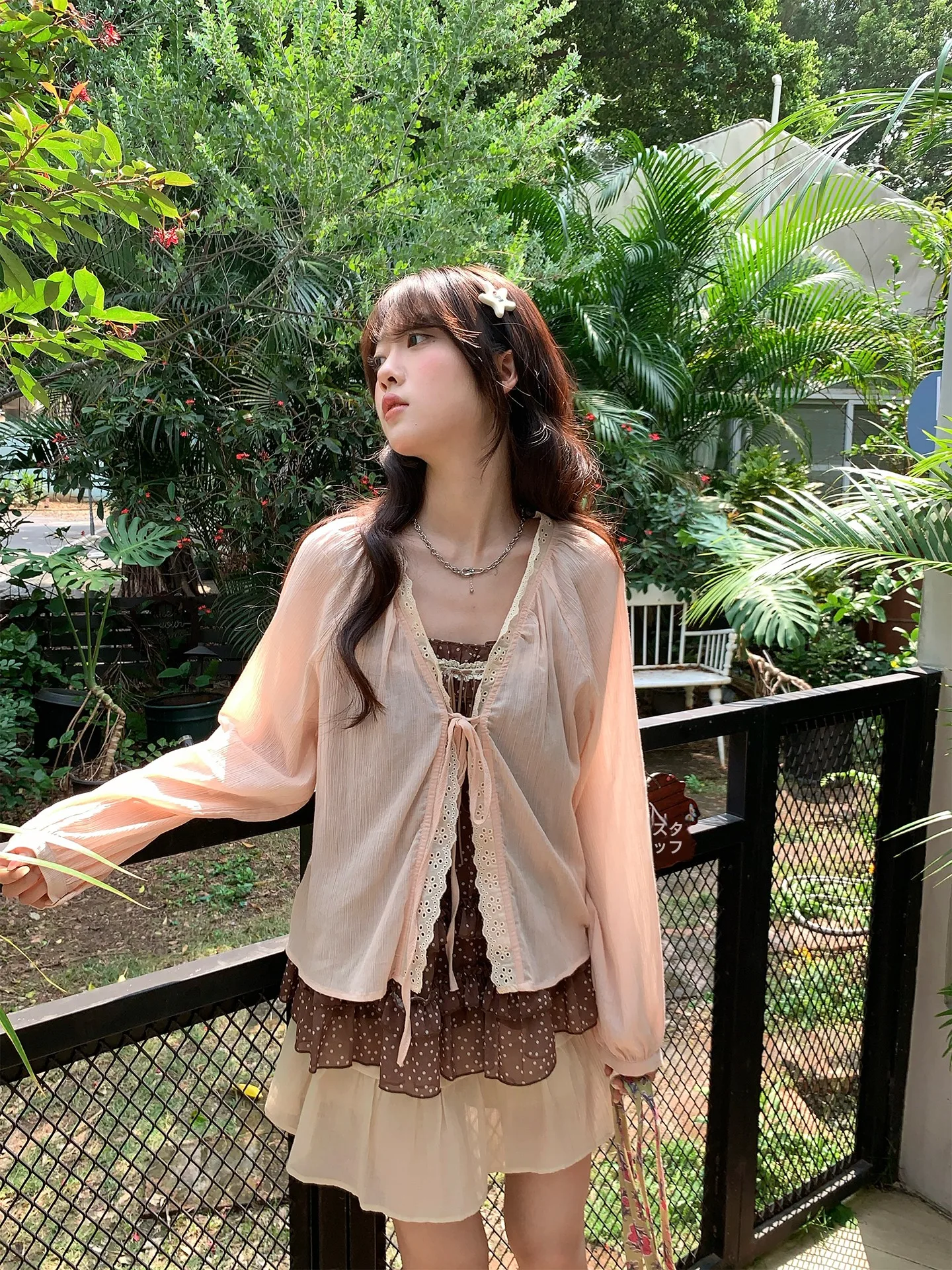 

Кардиган Hollyii в корейском стиле, свободный, легкий, с длинными рукавами, защита от солнца, с кружевной отделкой, весна 2026, новинка, женская мода