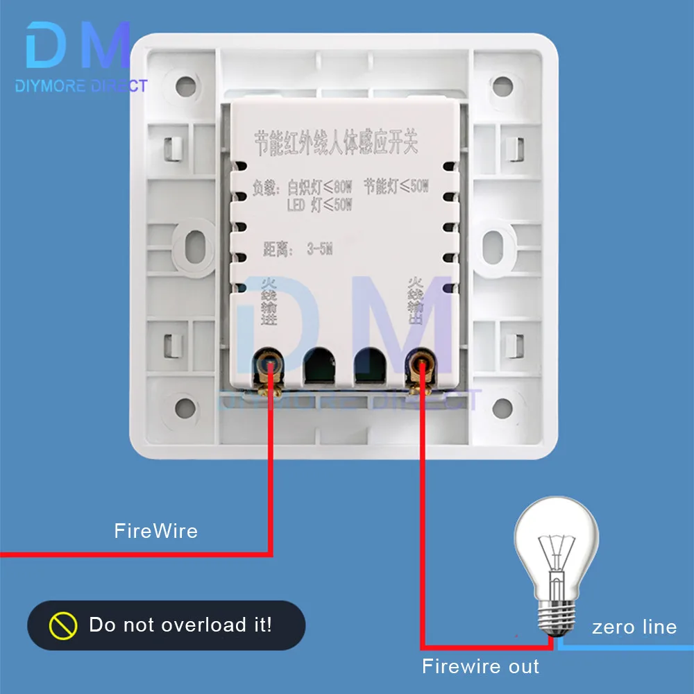 AC 180-220V Motion Sensor Switch PIR Infrared Auto Control LED Lamp Lighting Switch Smart Human Body Induction Detector