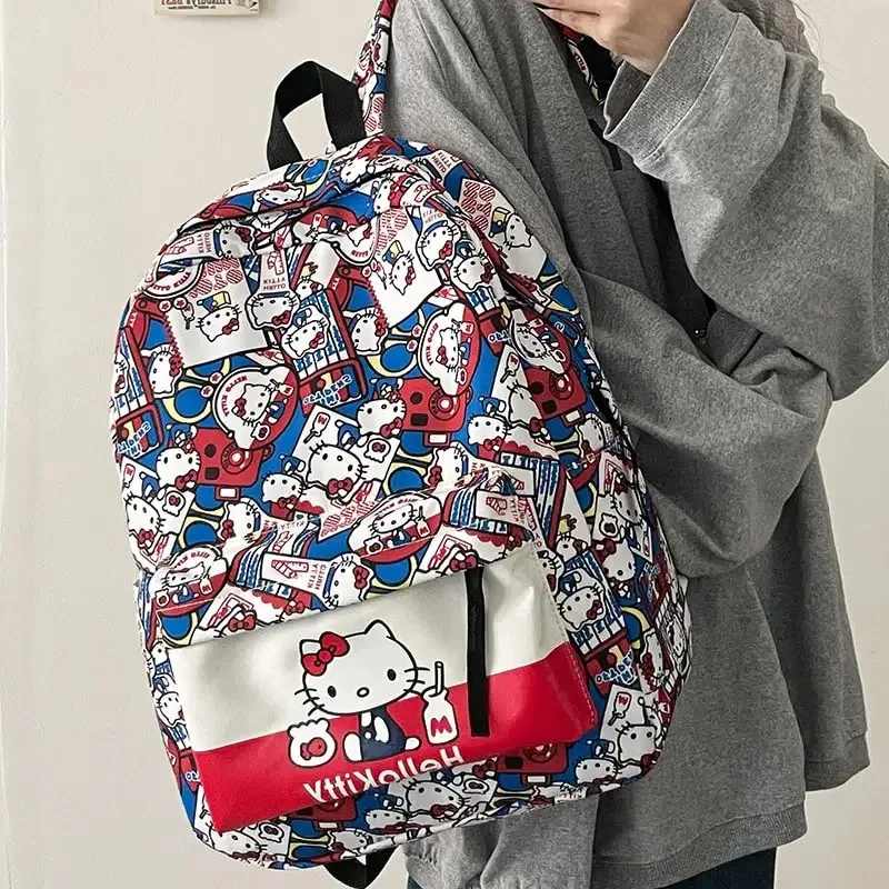 

Sanrioed Hello Kitty Anime Kitty Cat Backpack Cute Schoolbags Student Cartoon Travel Shoulder Bag Birthday Gift For Friend