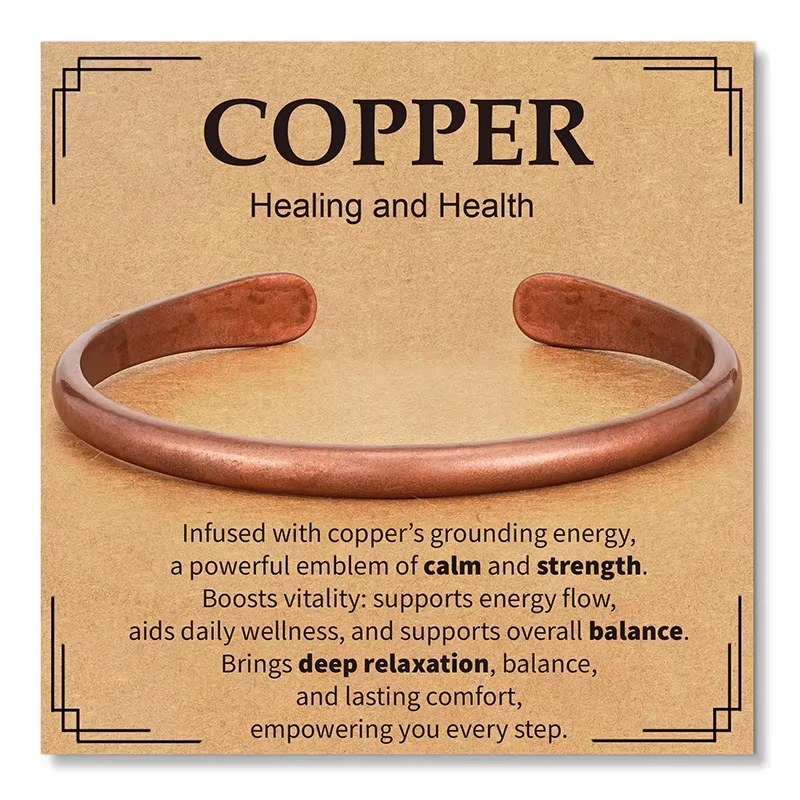 FTCY Classic Pure Copper Bracelets For Women Unisex Adjustable Chunky Healing Copper Bangle Fashion Jewelry Accessory