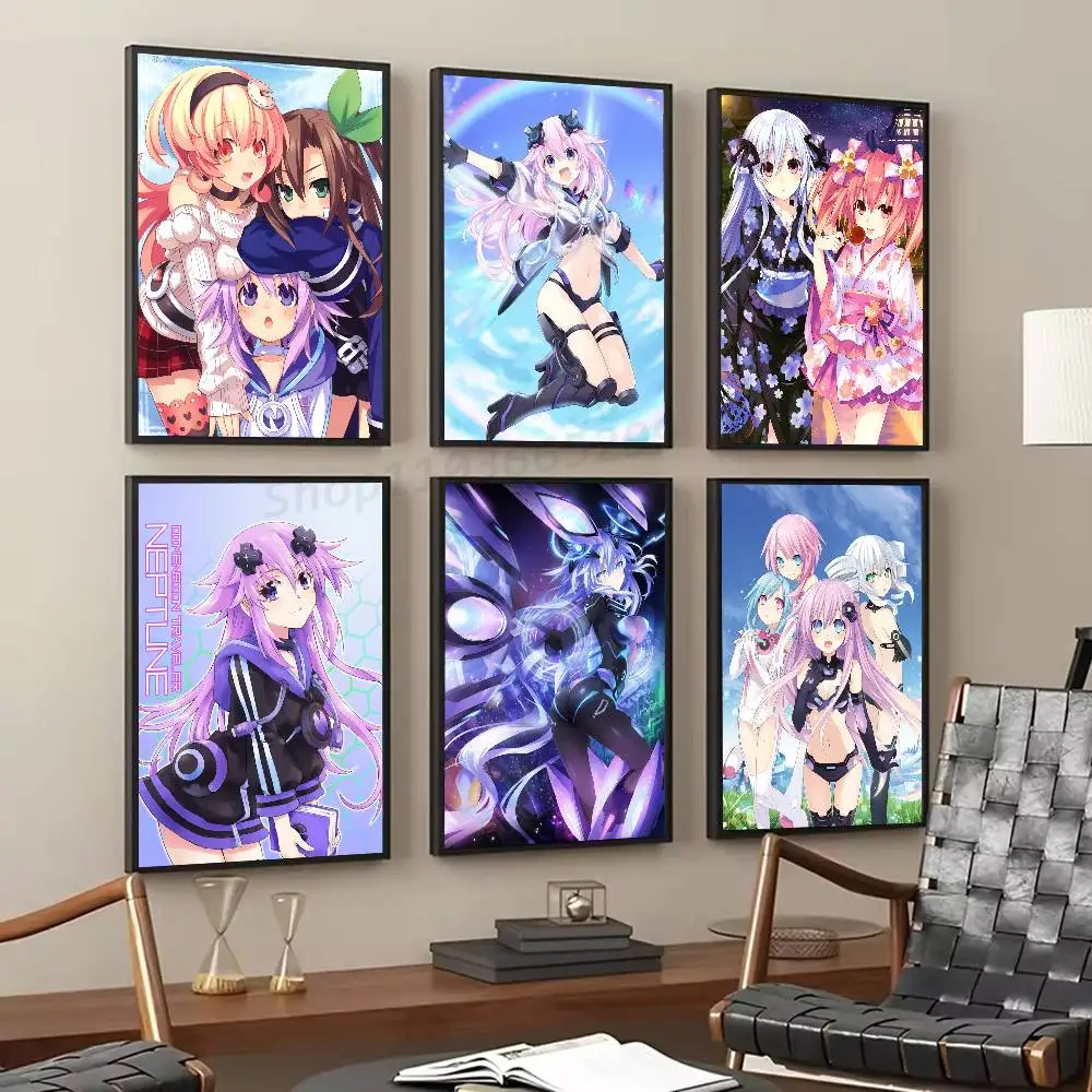 Hyperdimension Neptune Anime Posters Living Room Bar Cafe Quality Canvas Vintage Style Comics Painting Art Home Wall Decor Pictu