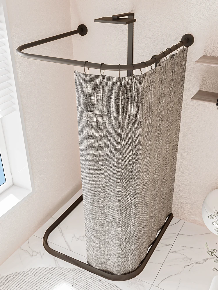 

Thiened U-aped Bath Curtain Set Non-Pierced Batoom Waterproof Curtain Nordic Sle ower Partition Curtain for Everyone