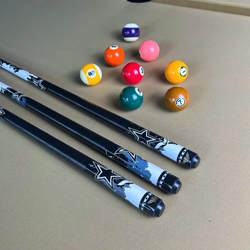 Professional 12mm Layered Tip Billiard Cue - Cool Black and White Design Wooden Pool Stick