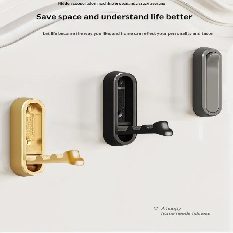 New-1PC Concealed Folding Wall Hooks Heavy Duty Space Saving For Entryway Hanging Keys Bags Towels