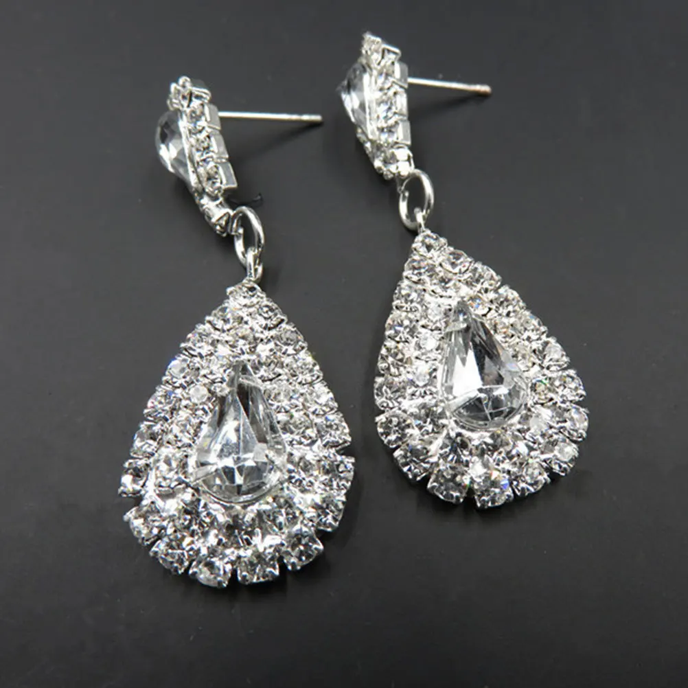 

1pc Necklace Earring Set Bridal Wedding Jewelry Accessories Crystal Pendant Lightweight Elegant Design Party Prom Soiree Water