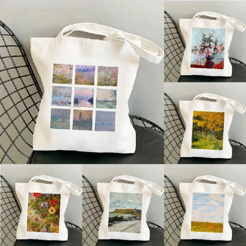 Retro Landscape Oil Painting Ladies Handbag Fashion Shoulder Bag Eco Protection Large Capacity Travel Shopping Bag Schoolbag