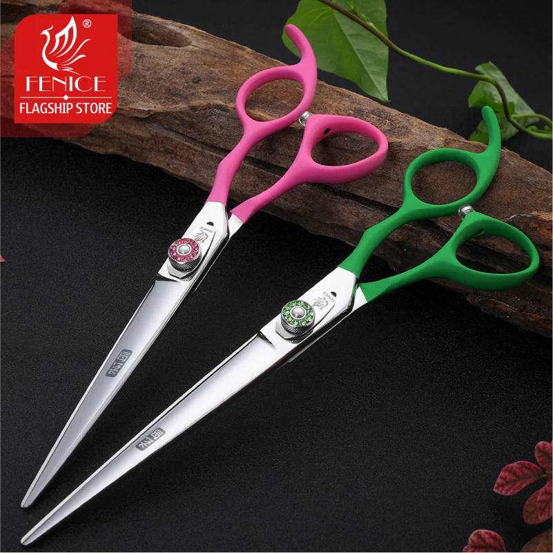 Fenice  7.5 /8.0 /9.0 /9.5 /10 inch high quality colorful  handle Professional Pet Grooming dog Scissors cutting straight shears