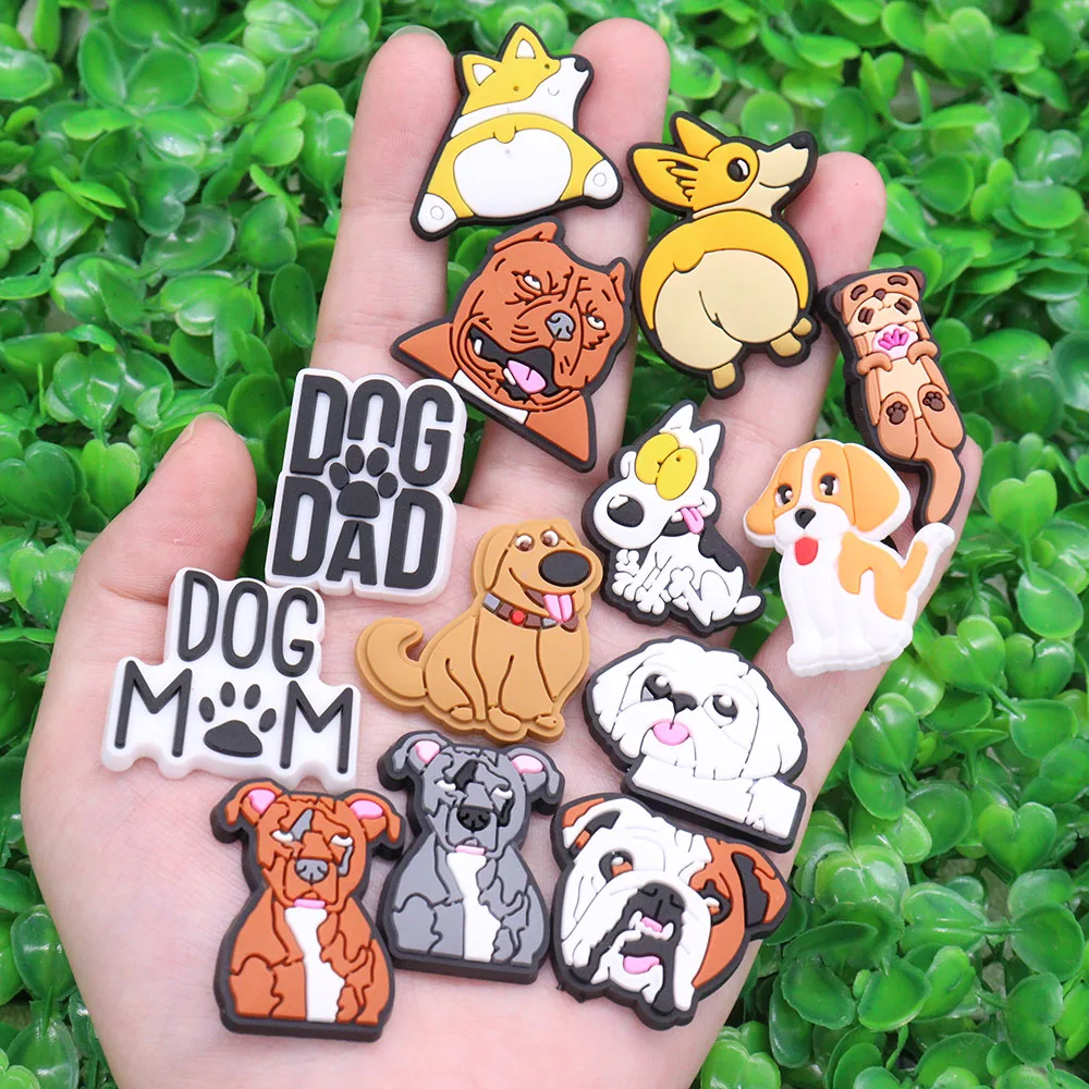 7-20PCS Cartoon Animal Dog Series Beagle Puppdog PVC Shoe Charms Garden Shoes Button Decorations DIY Backpack Accessories Gift