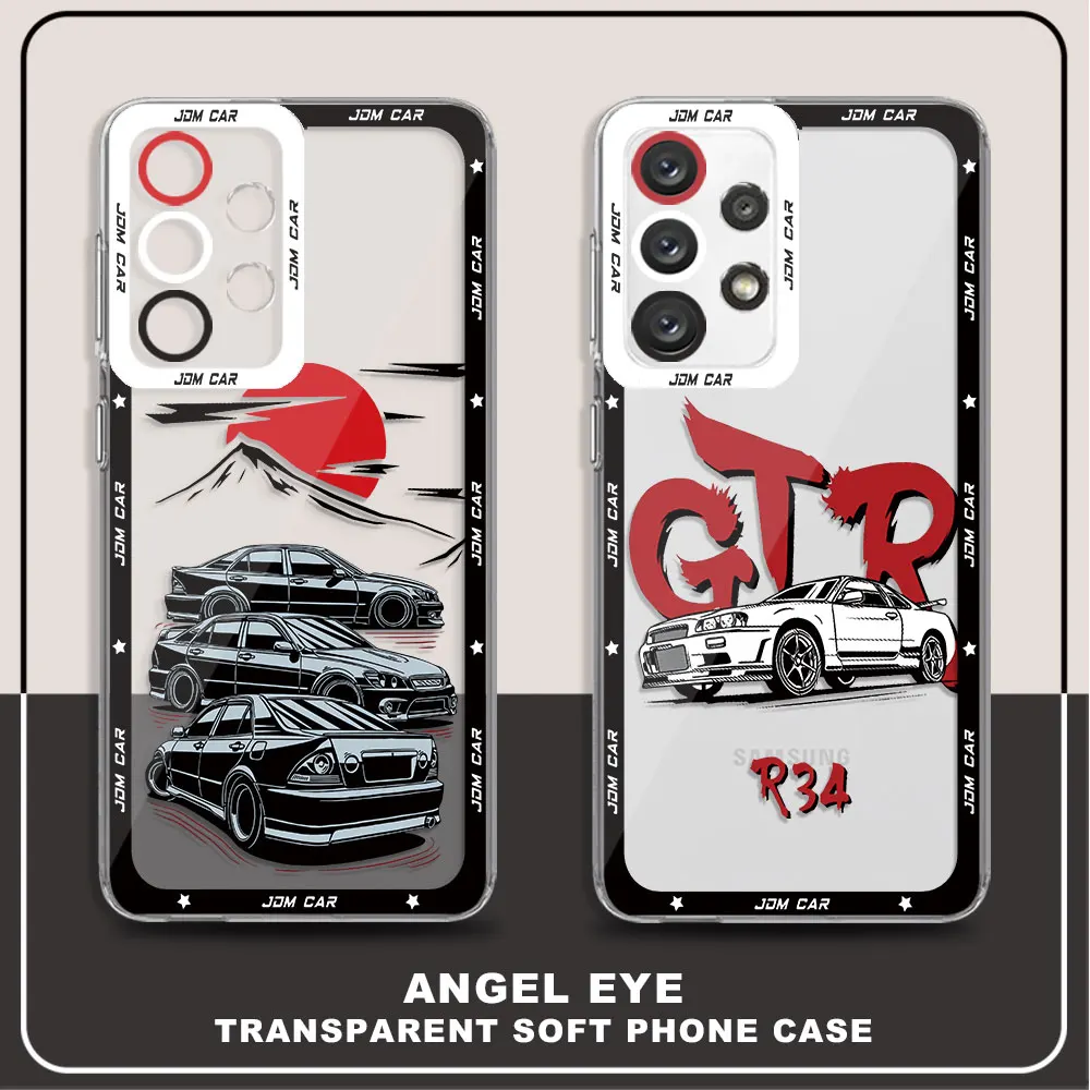 Phone Case for Samsung Galaxy A15 A73 A72 A24 A13 A14 A52 A53 A32 A11 A54 A33 A12 A25 A34 A23 Japanese JDM Drift Car TPU Cover