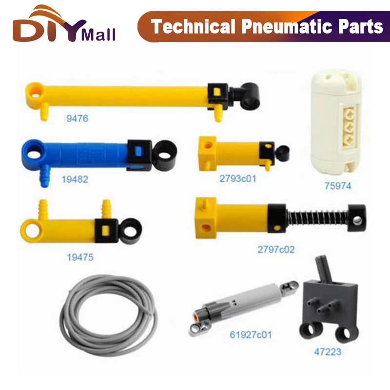 

9PCS MOC Technical Pneumatic Parts Set - Air Pump, Tank & Piston Components Compatible with Major Building