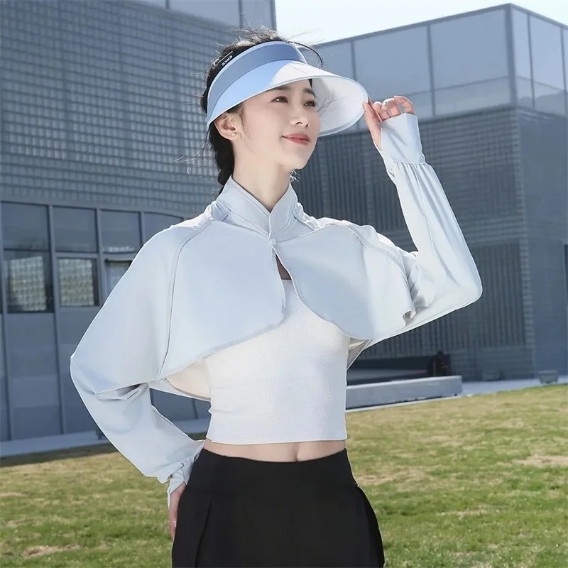 Sun Protection Shawl Women Thin Style 2026 Summer ice Silk anti UV Cycling Chiffon Cover Shirt Cloak Sun Protection Outer Layer