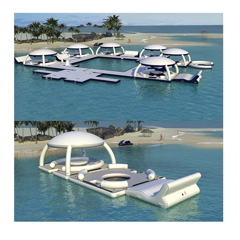 Water pvc floating house inflatable floating platform sofa dock platform water lounge raft inflatable floating island
