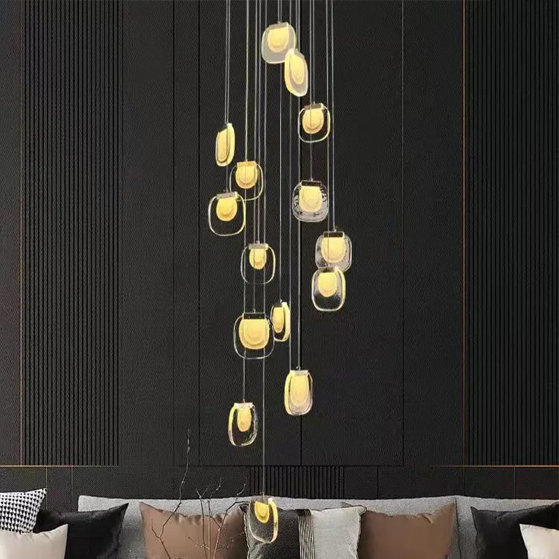 

2025 Modern Crystal Chandelier Gold Bronze Halo Effect Ceiling Light 3 Color Dimmable for Living Dining Room lustre