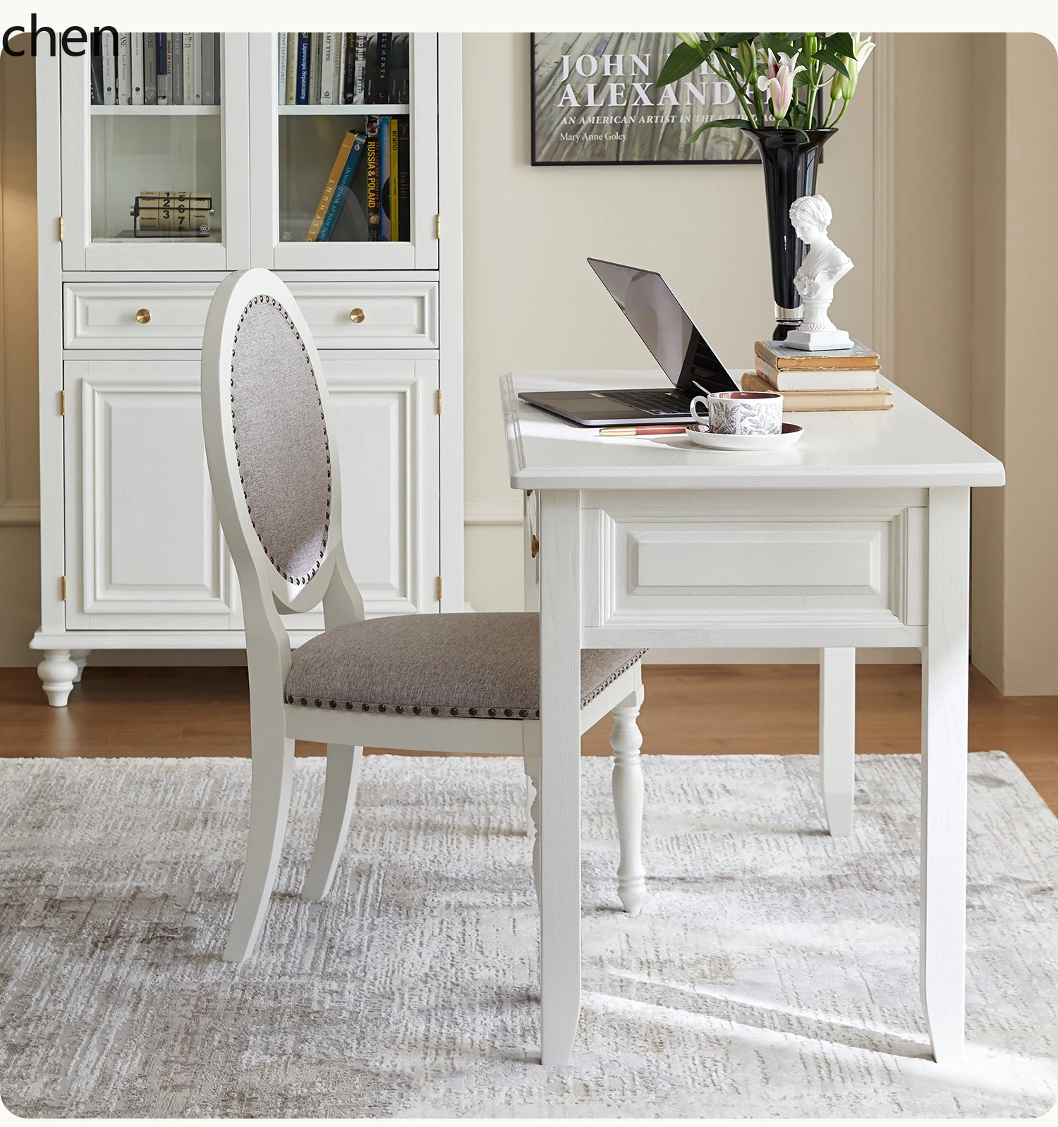 CZ1 Solid Wood Desk French Minimalist Computer Desk All Natural Wood Home Furniture