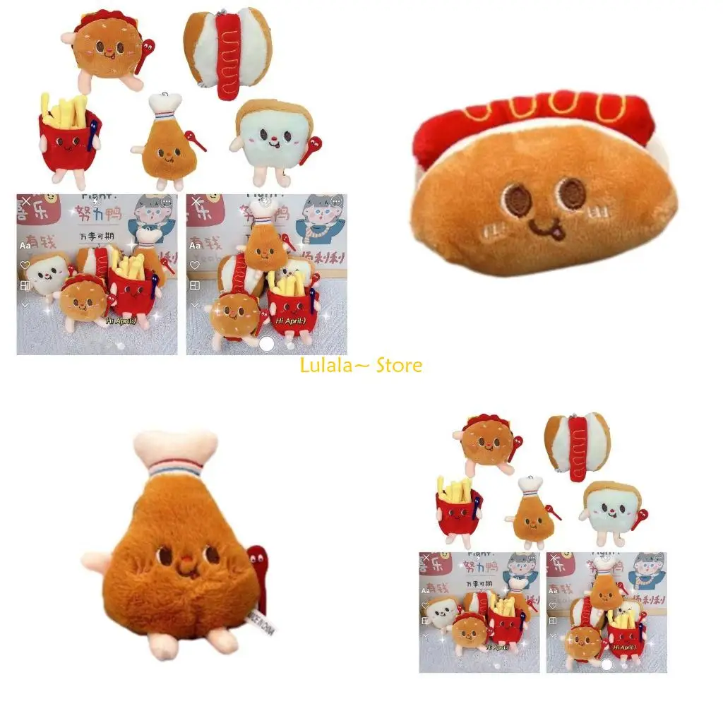 

Y4QA прекрасный бургер кулон мягкая игрушка плюшевый брелок школьная сумка орнамент аксессуары