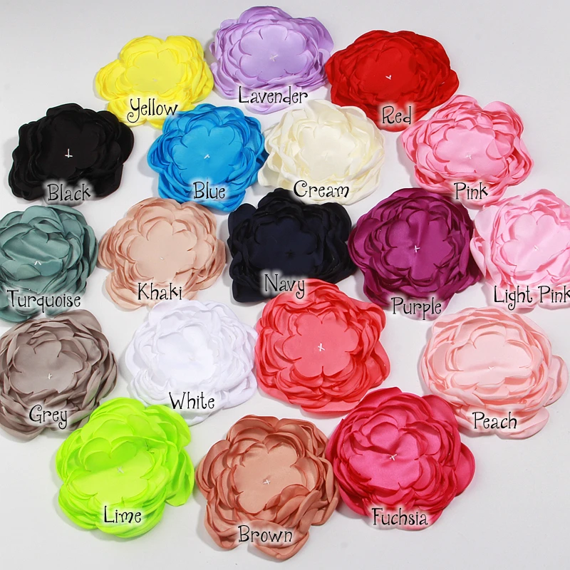 5pcs 9.5cm Burn Edge Satin Chiffon Flower for Baby Girls Hair Accessories Headbands No Clip Brooch DIY Home Decor Wedding Dress