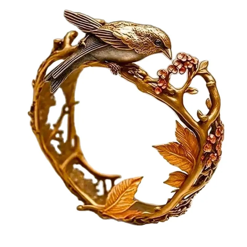 Best-selling Retro Court Magpie Branch Ring Gold Enamel Design Exuding Light Luxury High-end Charm 2026 Jewelry Sets Wedding US