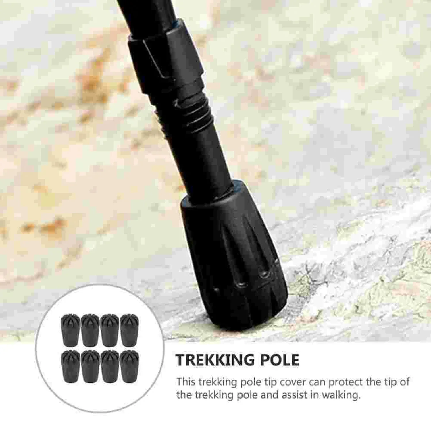 Anti-skid Walking Pole Tip Cover Pad Protector  Walking Hiking Rubber Trekking Pole Tips Protector Replacement Accessory