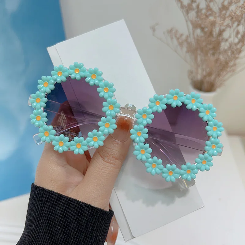 New Personalized Wreath Decorated Sunglasses Children's Transparent Sunflower Sun Glasses Cute Baby UV Protection Eyewear