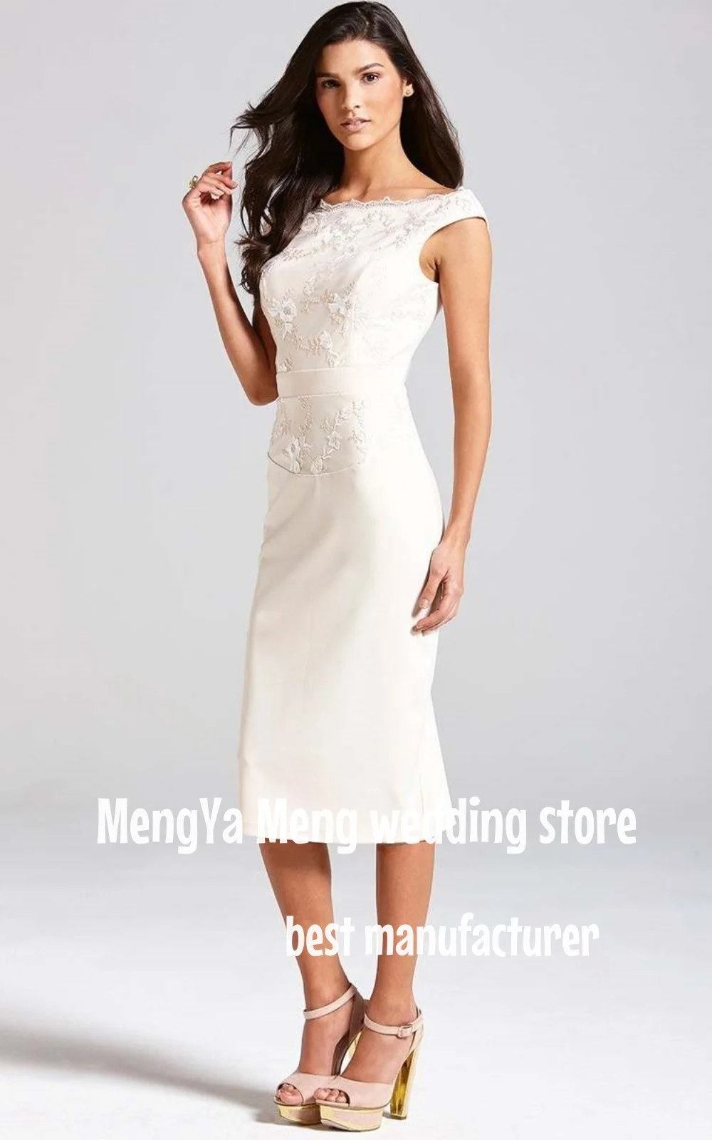 ZHUISHU Elegant Mother of the Bride Dresses Sheath O-neck Lace Wedding Guest Gowns Applique Short Dress Women for Wedding Party