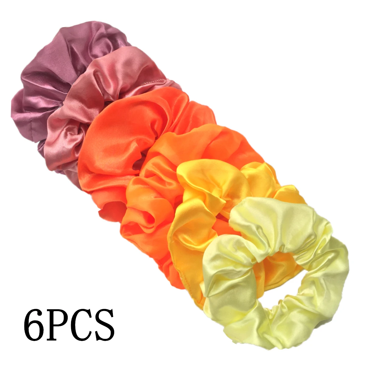 6 stks/partij Haar Scrunchies Bands Scrunchy Ties Touwen Paardenstaart Houder voor Vrouwen of Meisjes Accessoires Satijnen Hoofddeksels Effen 100 Kleur