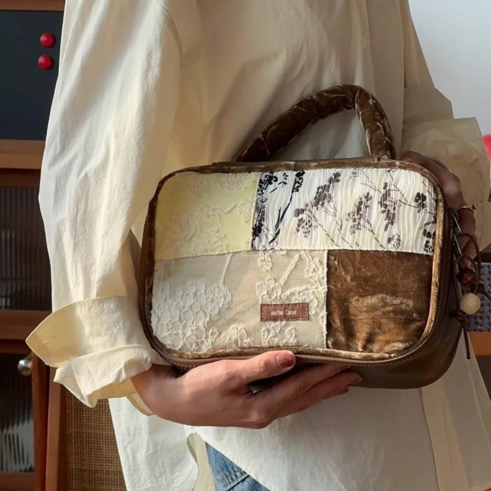 

Цветочная жаккардовая косметичка из искусственной кожи, портативная коробка для хранения продуктов для ухода за кожей, художественный многофункциональный ручной косметичка