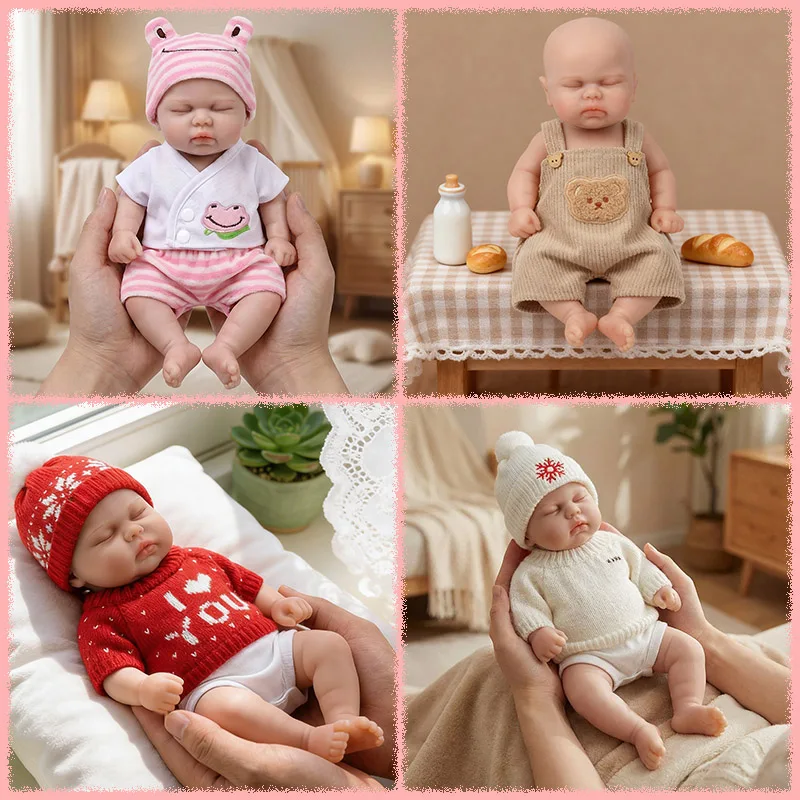 12inch No Hair Pickle Multiple clothing options Cute Full Solid Silicone Flexible Elastic  Lifelike Reborn Doll for Collectors