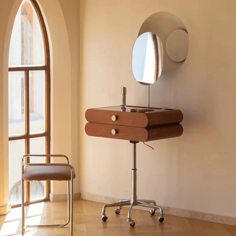 

Зеркальный шкаф, мобильный подъемный туалетный столик в скандинавском ретро-стиле с зеркалом, прикроватная тумбочка для спальни