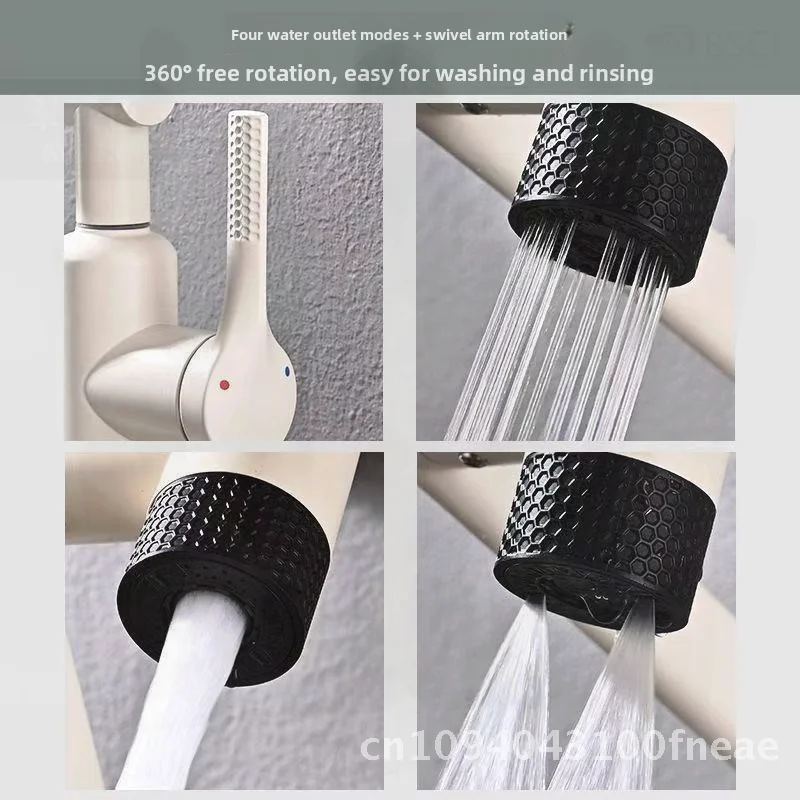 

Многофункциональный смеситель Lucky Cat с четырехскоростным режимом, смеситель для раковины из нержавеющей стали, современный выход для горячей и холодной воды