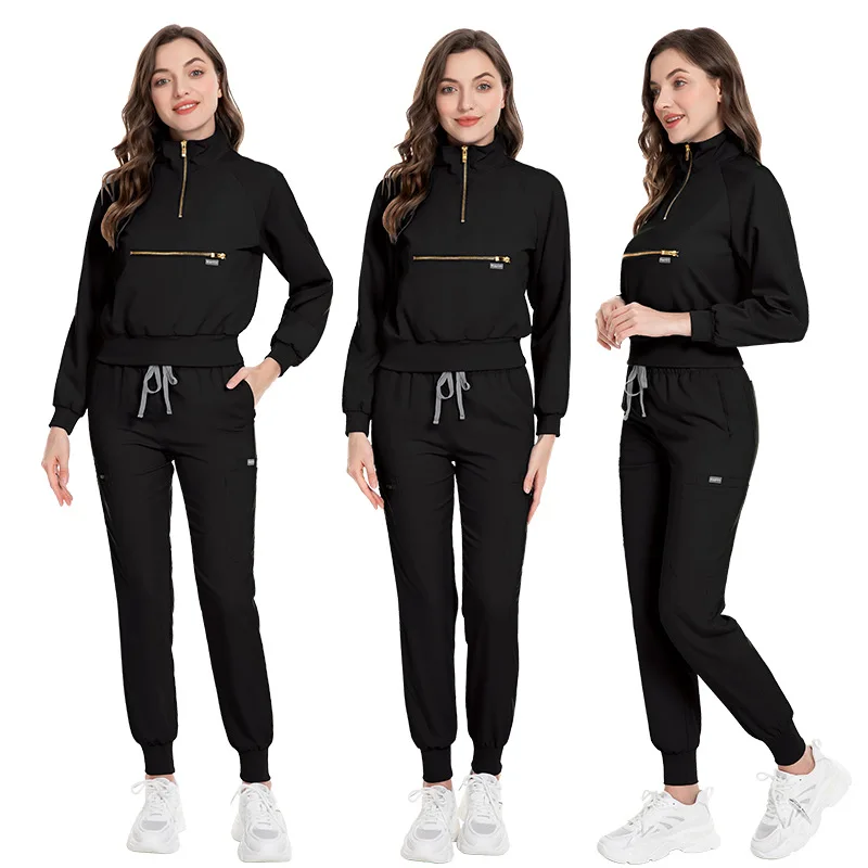 

Nurse Uniforms Long Sleeve Scrub Tops With Pocket Pants Spa Beauty Salon Workwear Medical Scrubs Set Trendy Jogging Suits Unisex