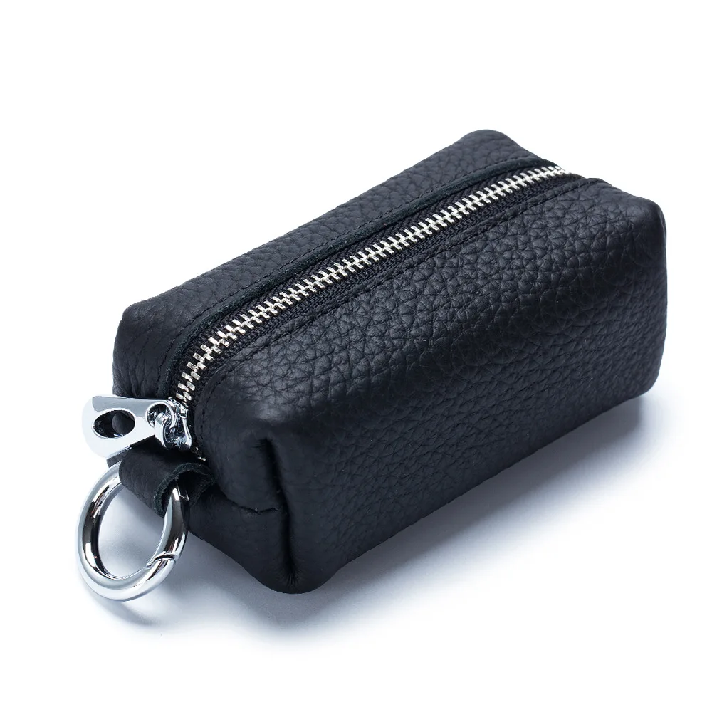 Tragbare Echtem Leder Schlüssel Tasche Auto Schlüssel Halter Geldbörse Zipper Münze Organizer Schlüsselbund Brieftasche Frauen Männer Mini Schlüssel Abdeckung Ändern tasche