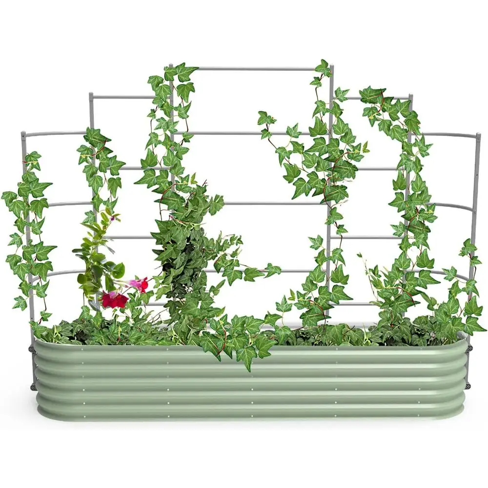 

Modular Wall Trellis System, 8.0 Long for 2.0 x 8.0 9 in 1 Garden Beds,Garden Trellis for Climbing Plants Like Cucumber Beans T