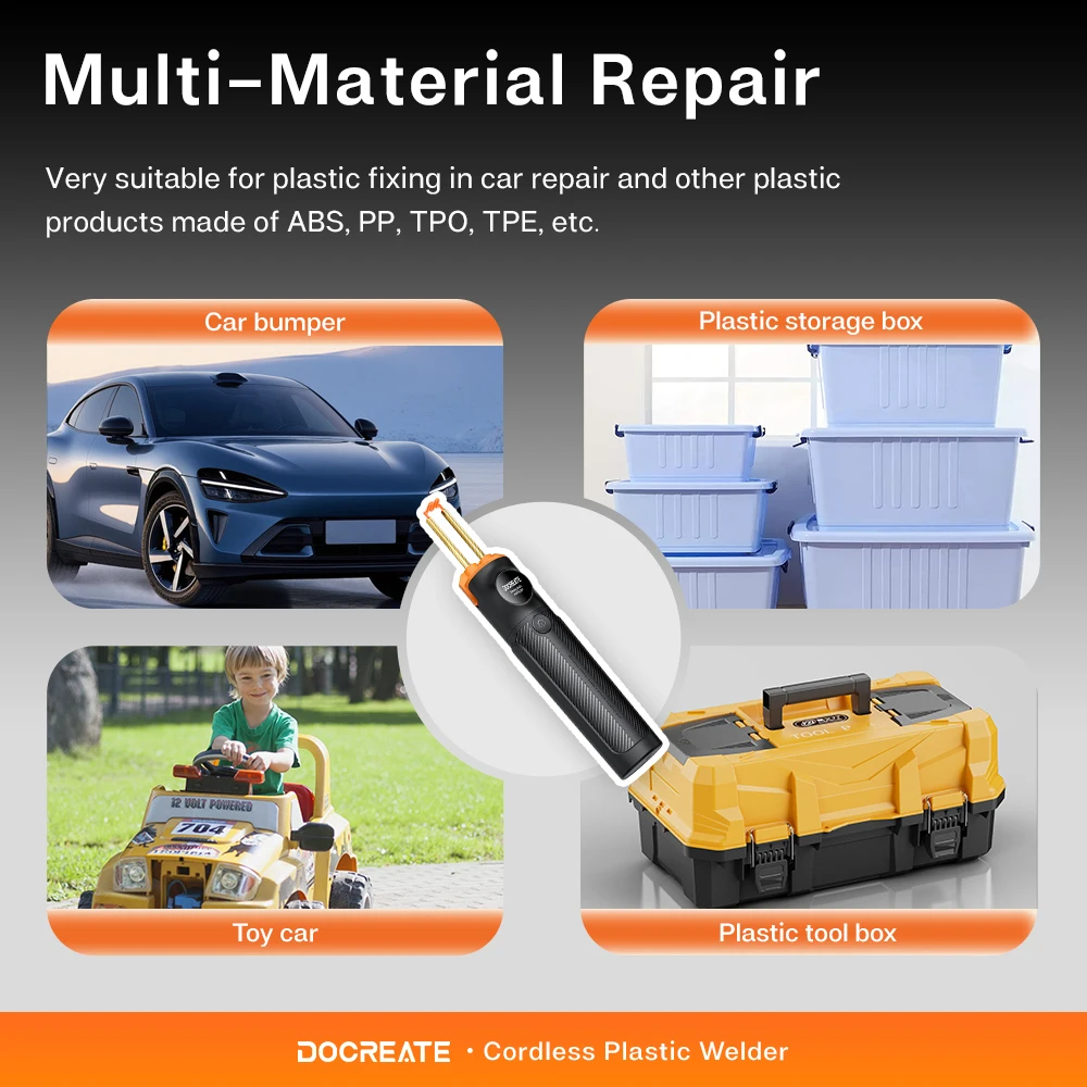 Cordless Plastic Welder 30W w/ 4000mAh Battery & Stapler Kit USB Rechargeable for Automotive Bumper Furniture & ABS PP Repair