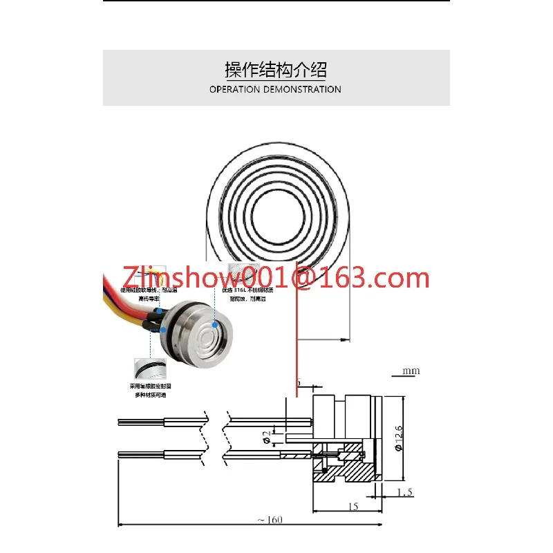 12.6Mm Ultra Small Diffused Silicon Pressure Core Imported Chip Calibrated High Precision Sensor Transmitter