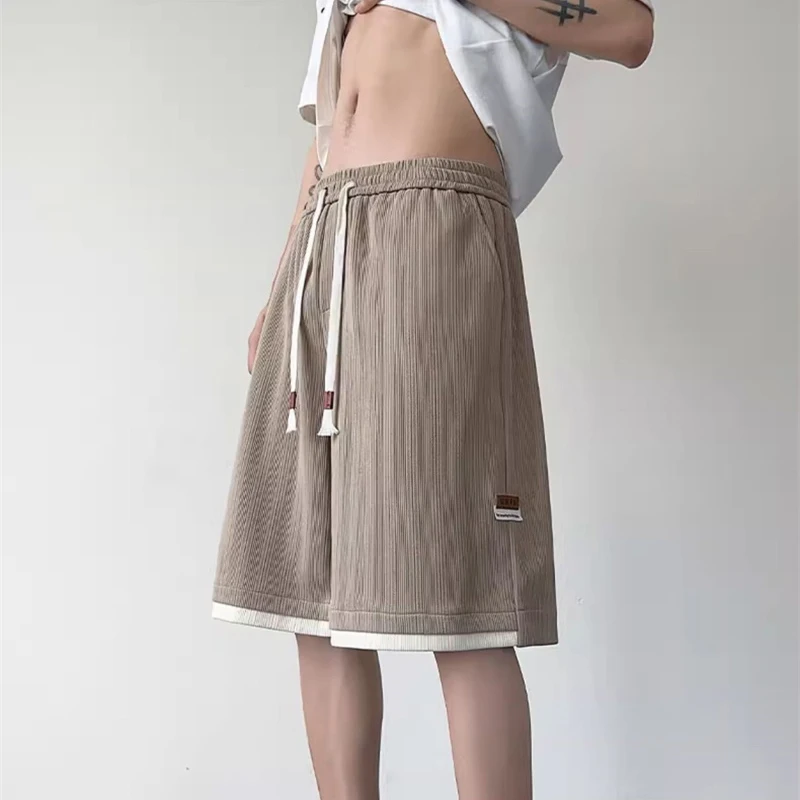 

Летние мешковатые шорты в стиле пэчворк с аппликацией, мужские дышащие бермуды в стиле хип-хоп на шнурке, новые повседневные прямые короткие спортивные штаны для спортзала