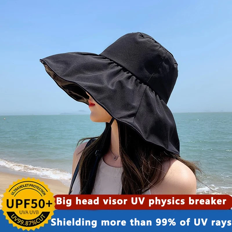 Summer Empty Top Wide Brim Sun Hat For Women Anti UV Sunscreen Bucket Hat Female Sun Protection Outdoor Beach Cap