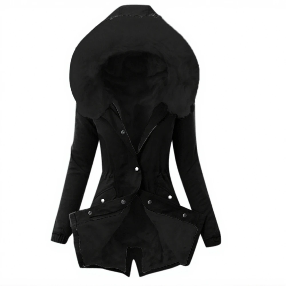 

Explosions Women's Hooded Cotton Jacket Warm Thickened Autumn Winter Coat with Wool Collar Cold-proof Parker for Ladies