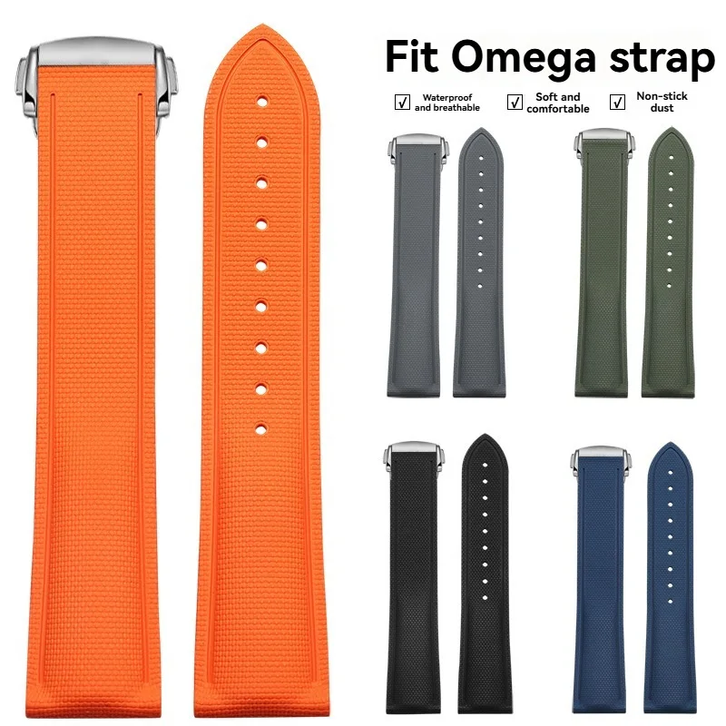 

New Premium Fluororubber Watch Band 20mm 21mm 22mm Watch Strap for Omega Blancpain Seiko Divers Without Buckle Strap for Men