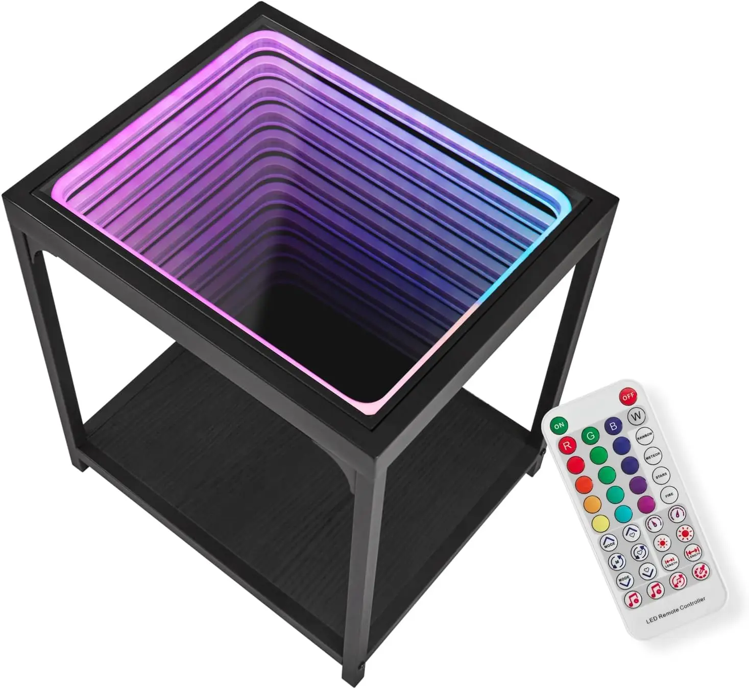 

Infinity Mirror Light Table, Coffee Tables For Living Room, With 3D Infinity Illusion Mirror, Rgb Side Table, With Tunnel