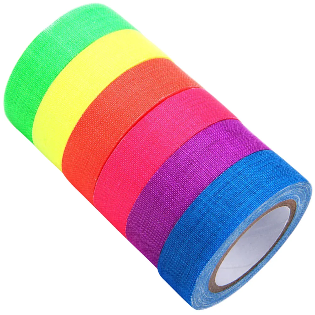 

6 Rolls Shine Reflective Adhesive Tape Child Neon Lights UV Party Decorations Cloth Fluorescent