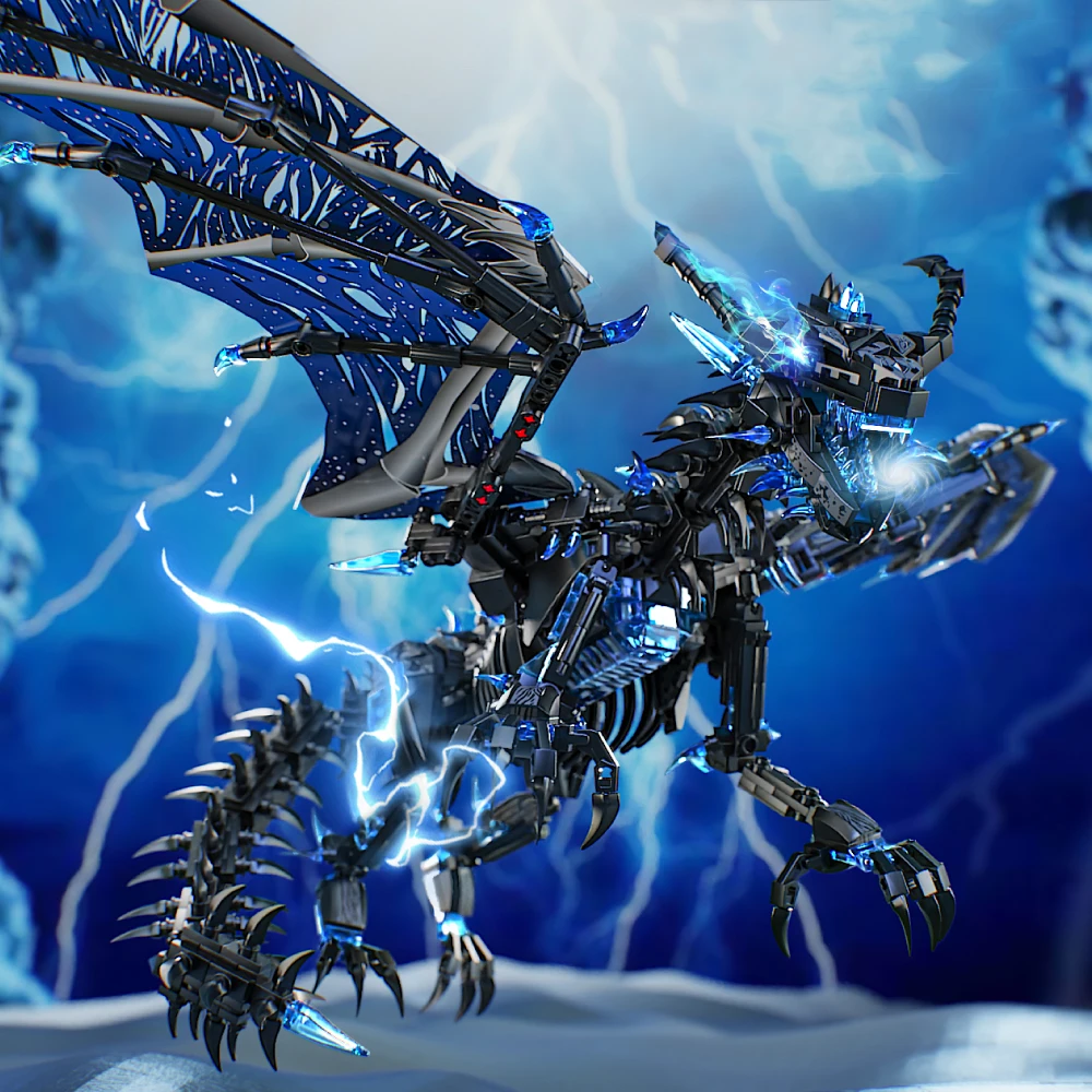 1607PCS Frost Wyrms Blocks Model Ice Dragon Assembly Building Bricks Toys Collection Creative Ornament Adult Kids Boys Gifts