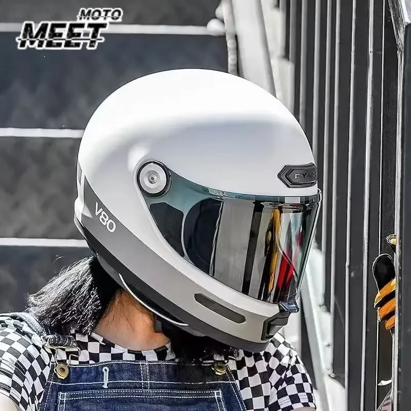 RYMIC DOT ECE Certification Retro Motorcycle Helmet Full Face Helmet Knight Men Locomotive Capacete Electric Motobike for Harley