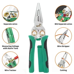 8 in 1 Multifunctional Wire Cutting Crimping Stripping Pliers Wire Stripping Pliers with Voltage Test Steel Needle-nose Pliers