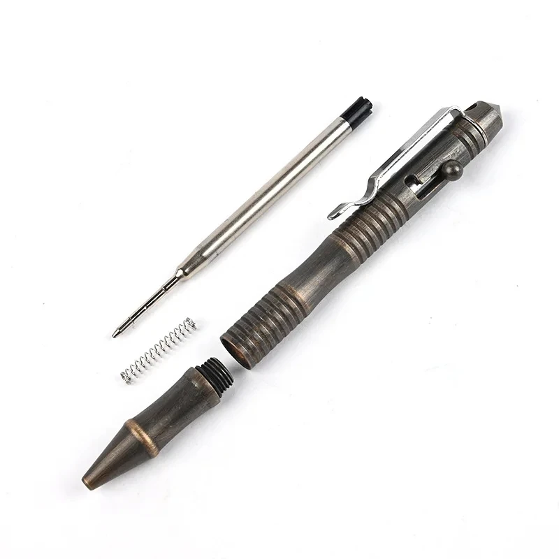 Tactical Pen Bolt High Quality Brass Self-Defense For Outdoor Camp EDC Tool Gift Box Switch Ball Point Writing Pen