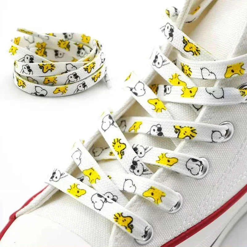 Kawaii Snoopy Shoelaces Women's Shoe Laces Boy Girls High-top Canvas Sports Colorful Print Shoelaces Accessories Decor Gifts