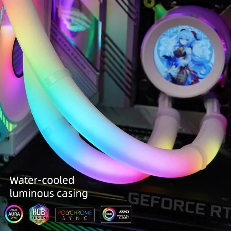 5V ARGB LED Neon Tube Light Strip Cover Sleeve Flexible For Gaming PC AIO CPU Water Liquid Cooler Modding