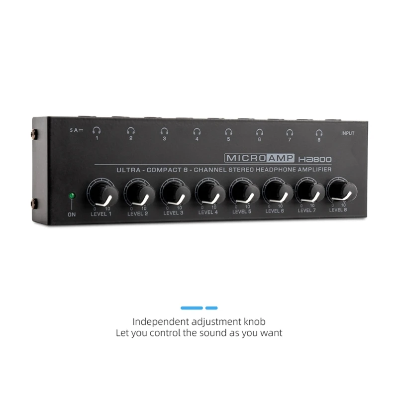 1set Ultra-Compact 8-Channel Headphone HA800 StereoAmplifier Mixer Amplifier for Outdoor Performance,Small Concert