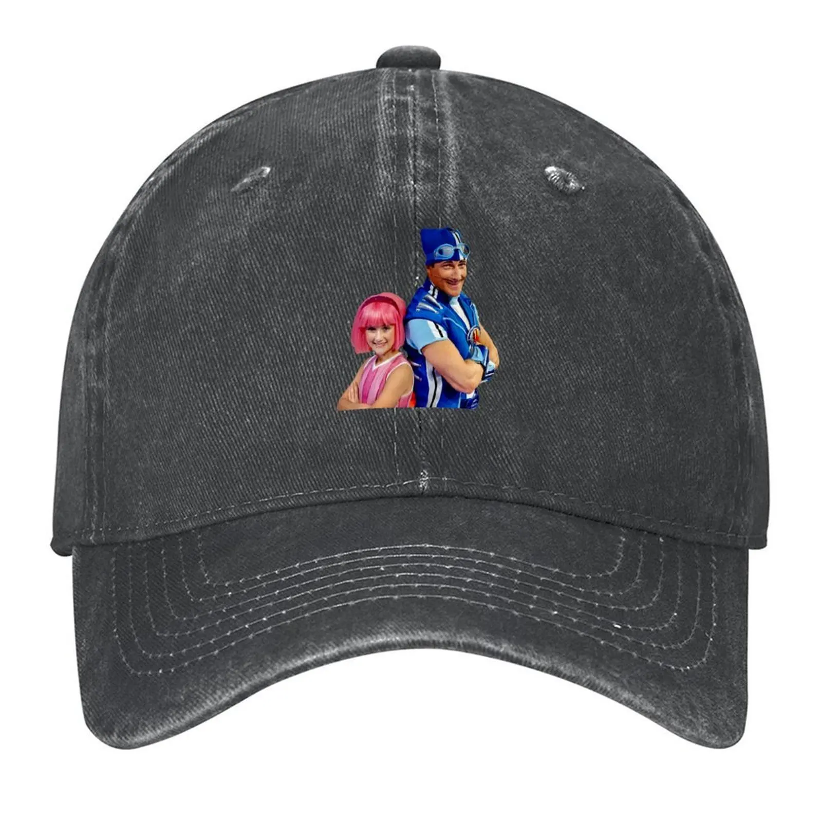 

LazyTown Stephanie _amp_ Sportacus Duo Design Baseball Cap cute Golf Cap hard hat black Hats Woman Men's