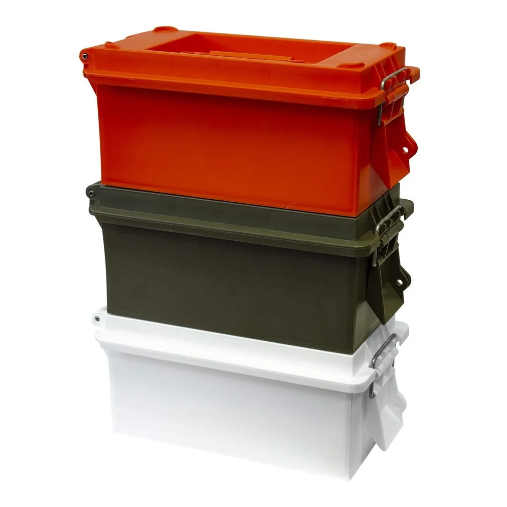 Heavy Duty Utility Dry Box Storage Container with Locking Latch Stackable Design Outdoor Camping Fishing Tools Gear